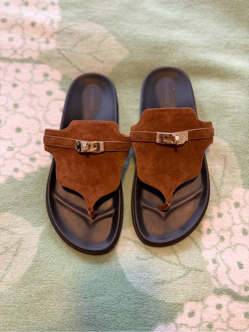Hermes Empire Sandals with Kelly lock. Like new